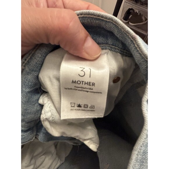 Mother Jeans 31 Blue High Rise Waisted Tunnel Vision Sneak Distressed Wide - Picture 11 of 13